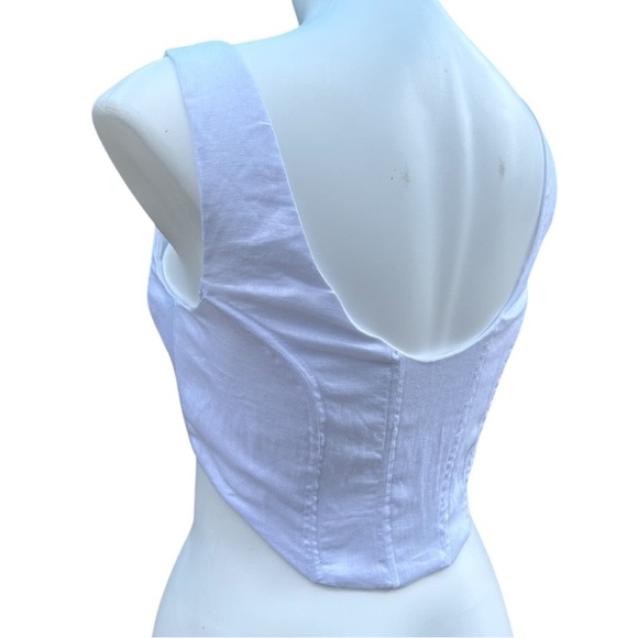 Olivaceous Women’s Shape White Plunge Front Lace Up Corset Top in Linen Size L - Picture 5 of 7